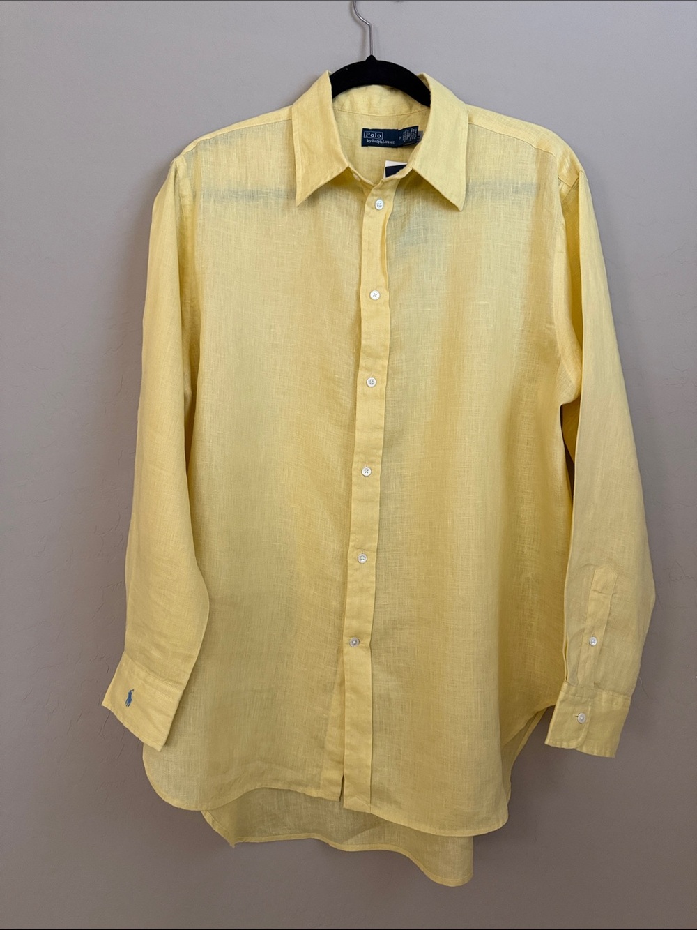 Polo by Ralph Lauren Classics Oversize Linen Button-Down Shirt Bananapeel Sz M